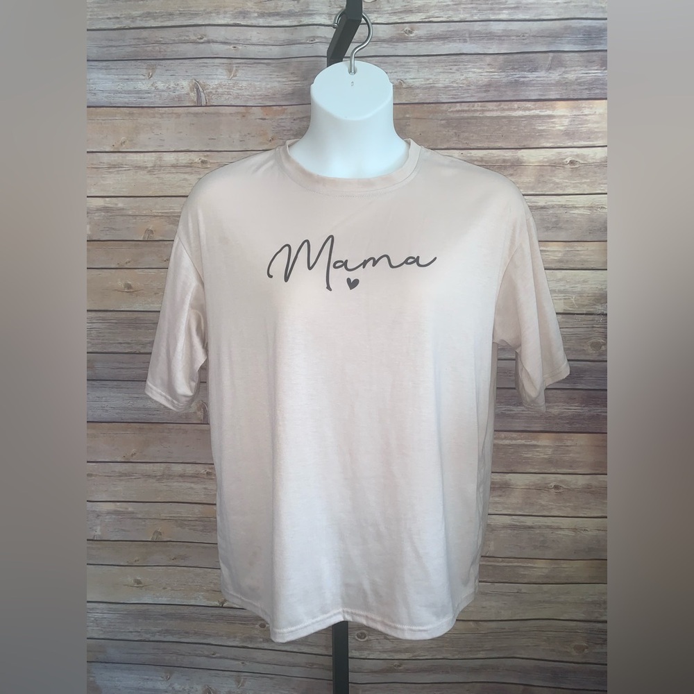 SHEIN Cream Short Sleeve Tee Mama Graphic - Size Large